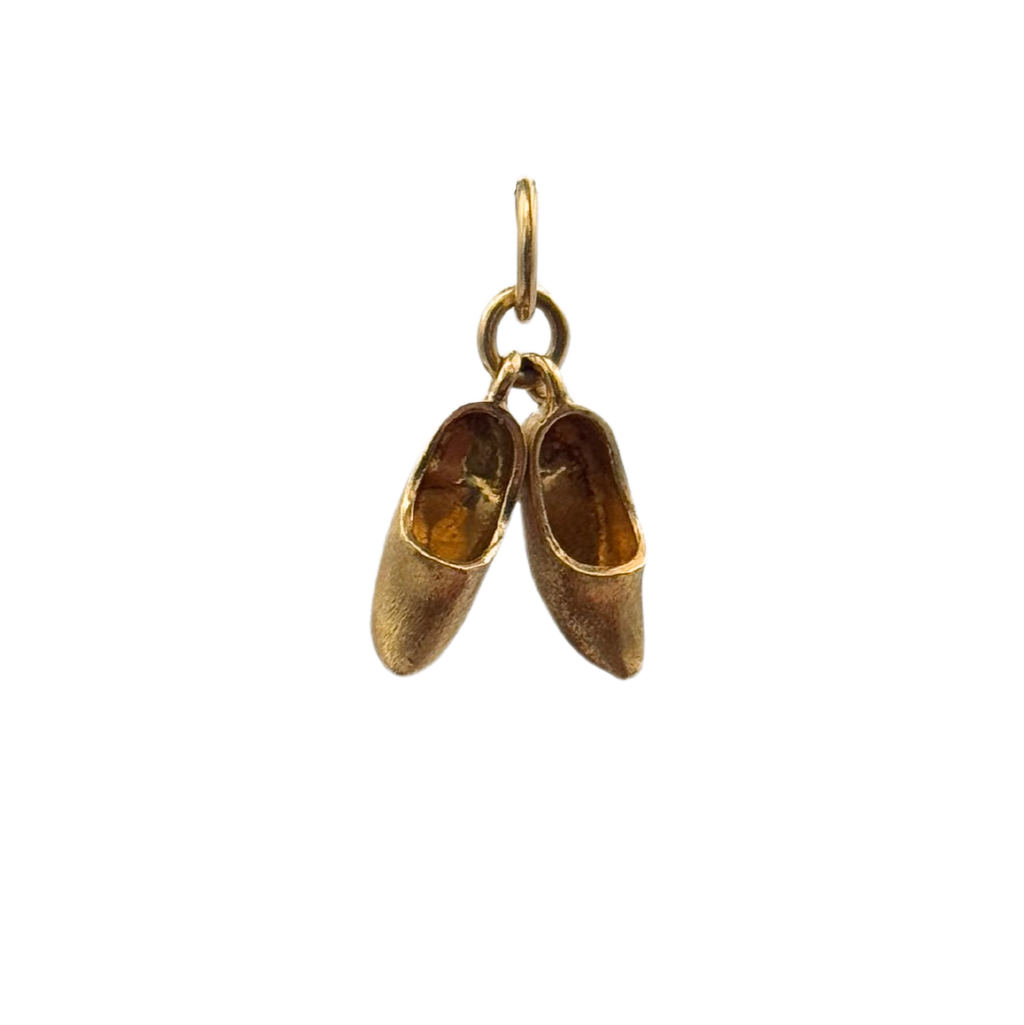 18K Yellow Pair of brushed finished Clogs -