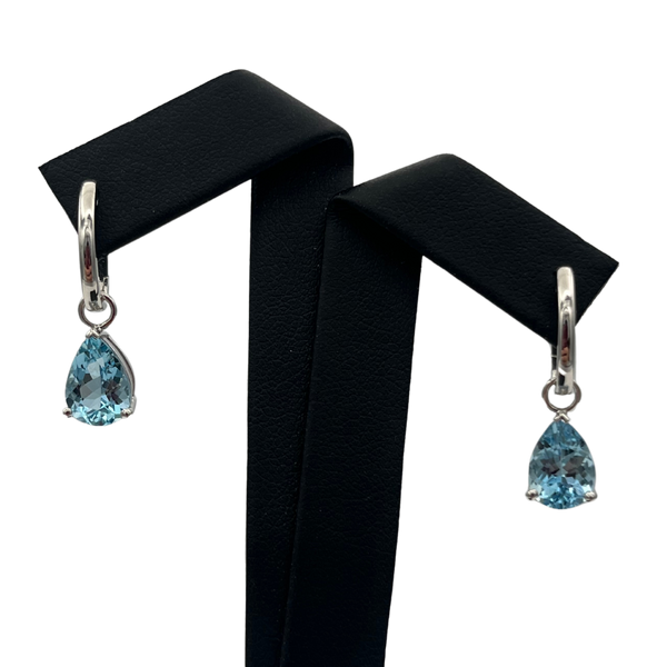 Daisy Exclusive 3.41ct Aquamarine Pear Drop Earring Enhancers 18k white gold - Daisy Exclusive Jewellers