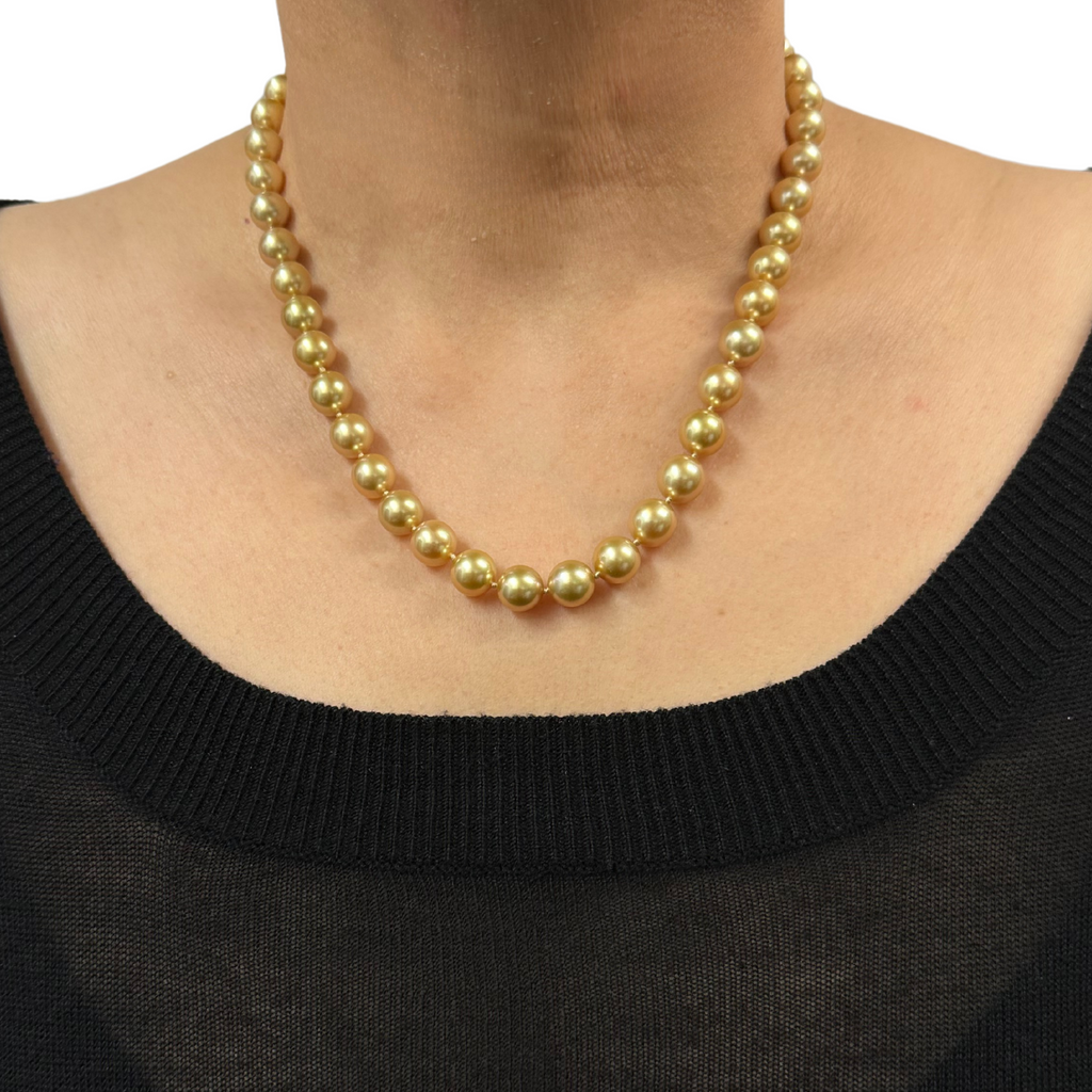 Daisy Exclusive AAA Golden South Sea Cultured Pearl Necklace with 18K Gold Clasp + Montreal Estate Jewelers