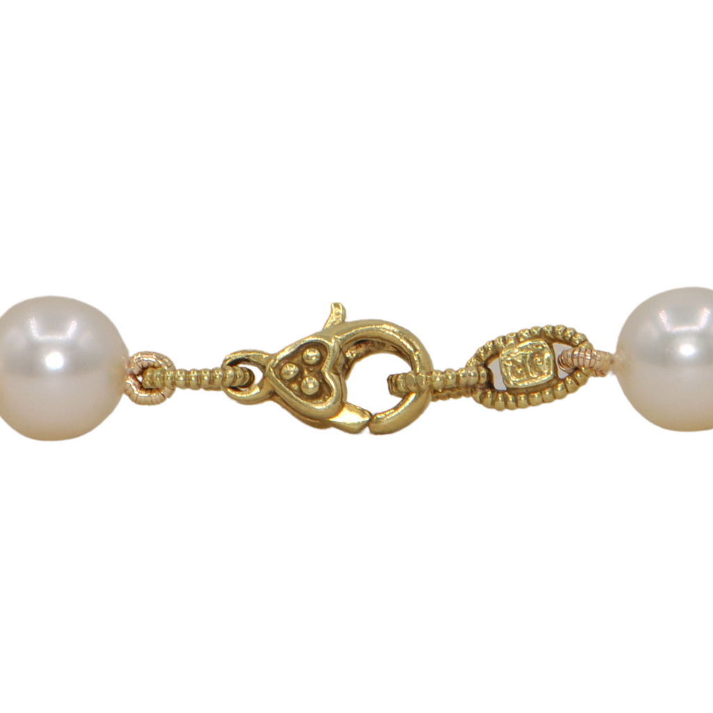 Daisy Exclusive 17" 7.5-8.0mm Single Strand Japanese Cultured Pearl Necklace with 18k Gold Lobster Clasp + Montreal Estate Jewelers
