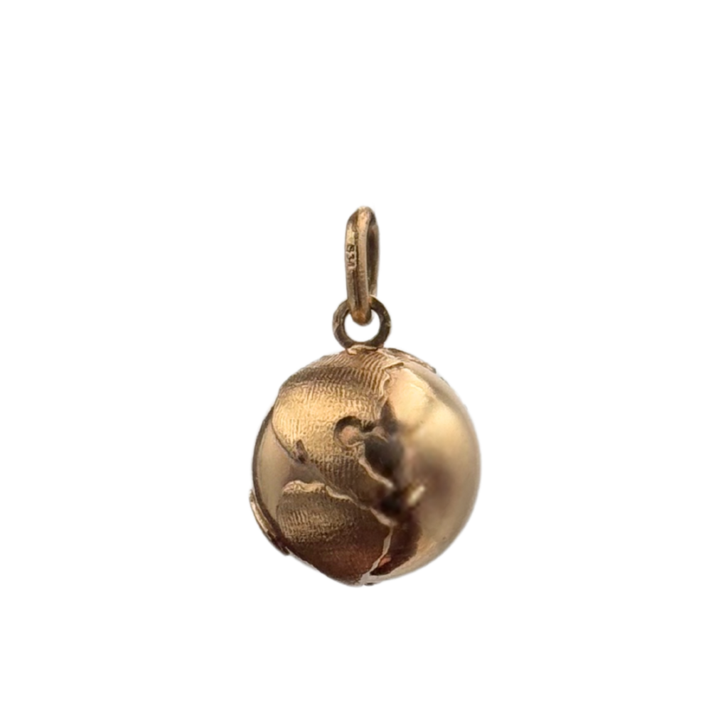 Vintage 10K Yellow Gold Globe Charm 