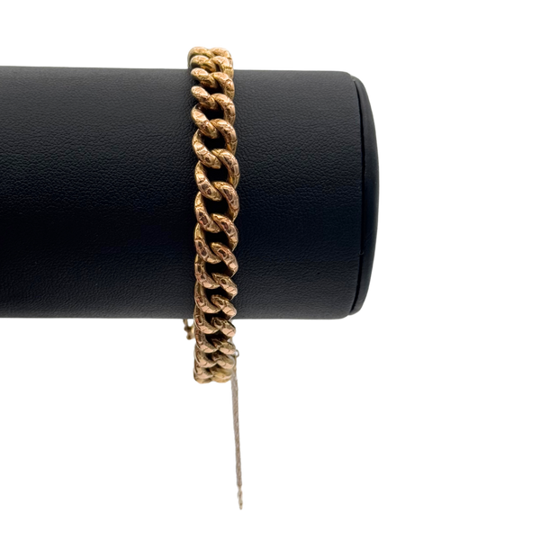 Vintage 14k Rose Gold Engraved Curb Link Bracelet
