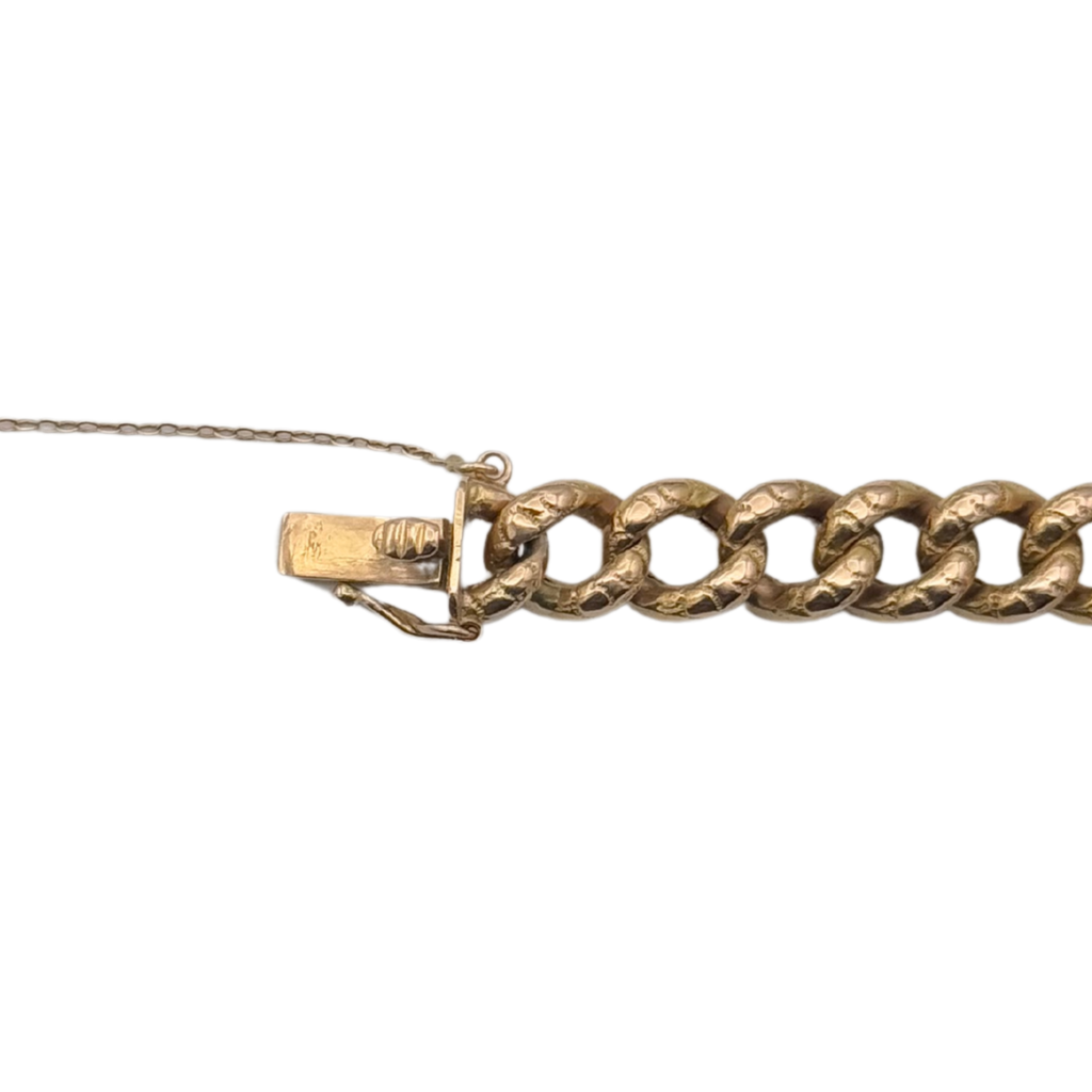 Vintage 14k Rose Gold Engraved Curb Link Bracelet