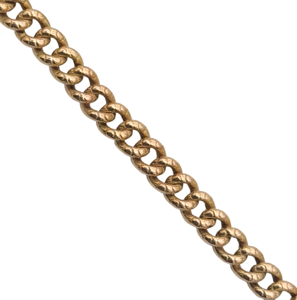 Vintage 14k Rose Gold Engraved Curb Link Bracelet