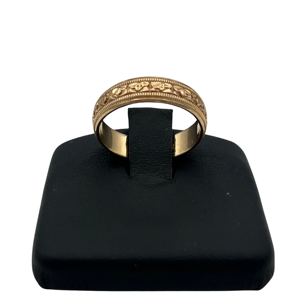 Vintage 14k Yellow Gold Orange Blossom Engraved Motif Ring band -  Daisy Exclusive jewellers