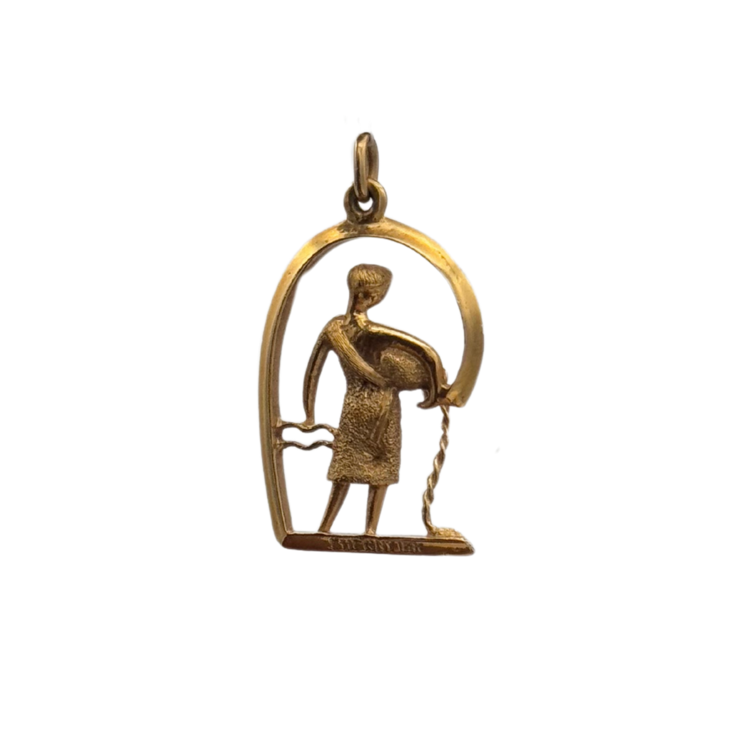 Vintage 18K yellow gold aquarius zodiac sign charm
