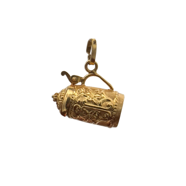 Vintage 18K yellow gold hollow beer stein charm-1
