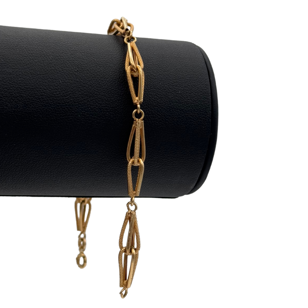 Vintage 18k Yellow Gold Geometric Fancy Link Bracelet