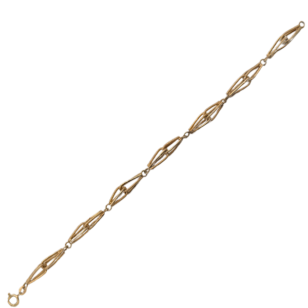 Vintage 18k Yellow Gold Geometric Fancy Link Bracelet