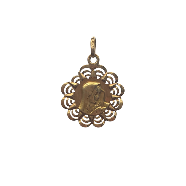 Vintage 18k Yellow Gold Virgin Mary Pendant -Daisy Exclusive Jewellers