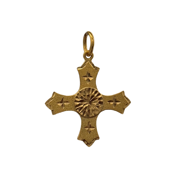 Vintage 22k Yellow Gold Greek Fancy Decorative Cross