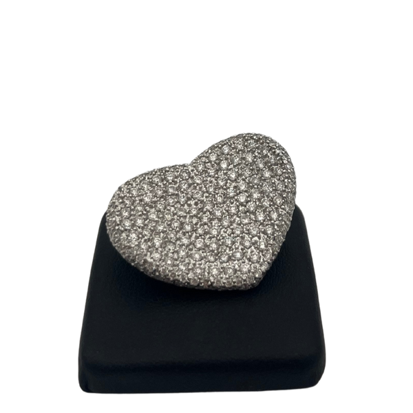 Vintage Birks 3.6ct Diamond Tilted Heart Pendant/Brooch in 18k White Gold - daisy exclusive jewellers