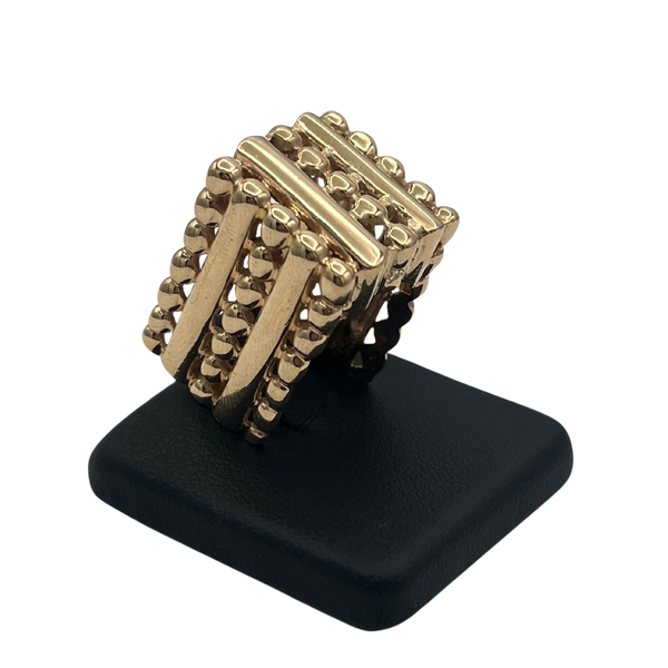 Vintage Geometric Bar and Ball Rectangular Ring in 14k c.1970s - daisy exclusive jewellers