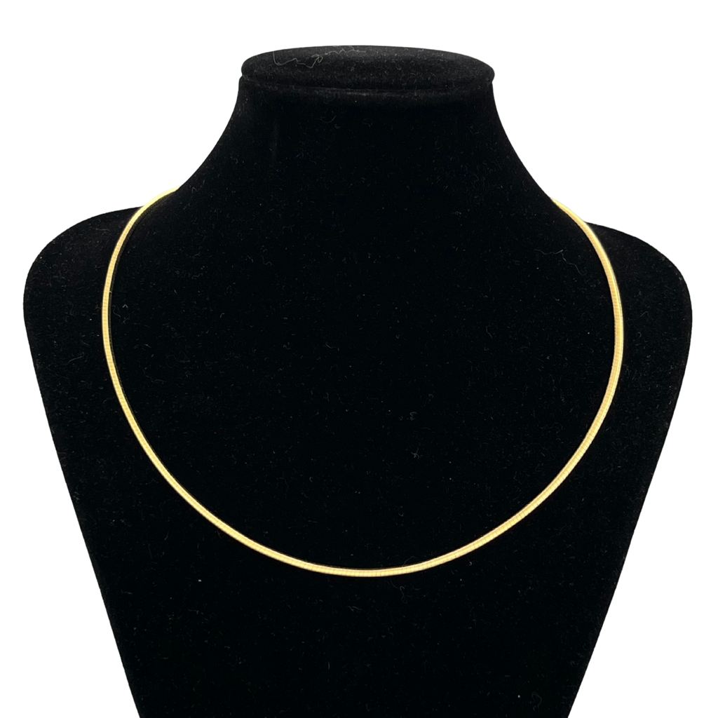 Vintage Italian 18k Dual Tone Reversable 2.0mm Omega Chain Necklace - 16" - daisy exclusive jewellers