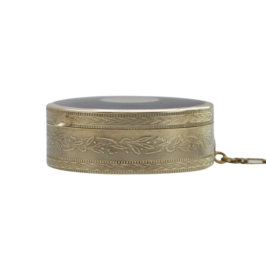 Antique Signed 'Tiffany & Co' Enamel 14K Yellow Gold Pillbox + Montreal Estate Jewelers