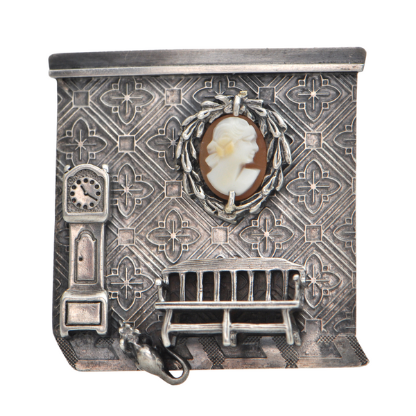 Vintage Signed Jackie Anderson 'Hickory Dickory Dock' Brooch (1997) + Montreal Estate Jewelers