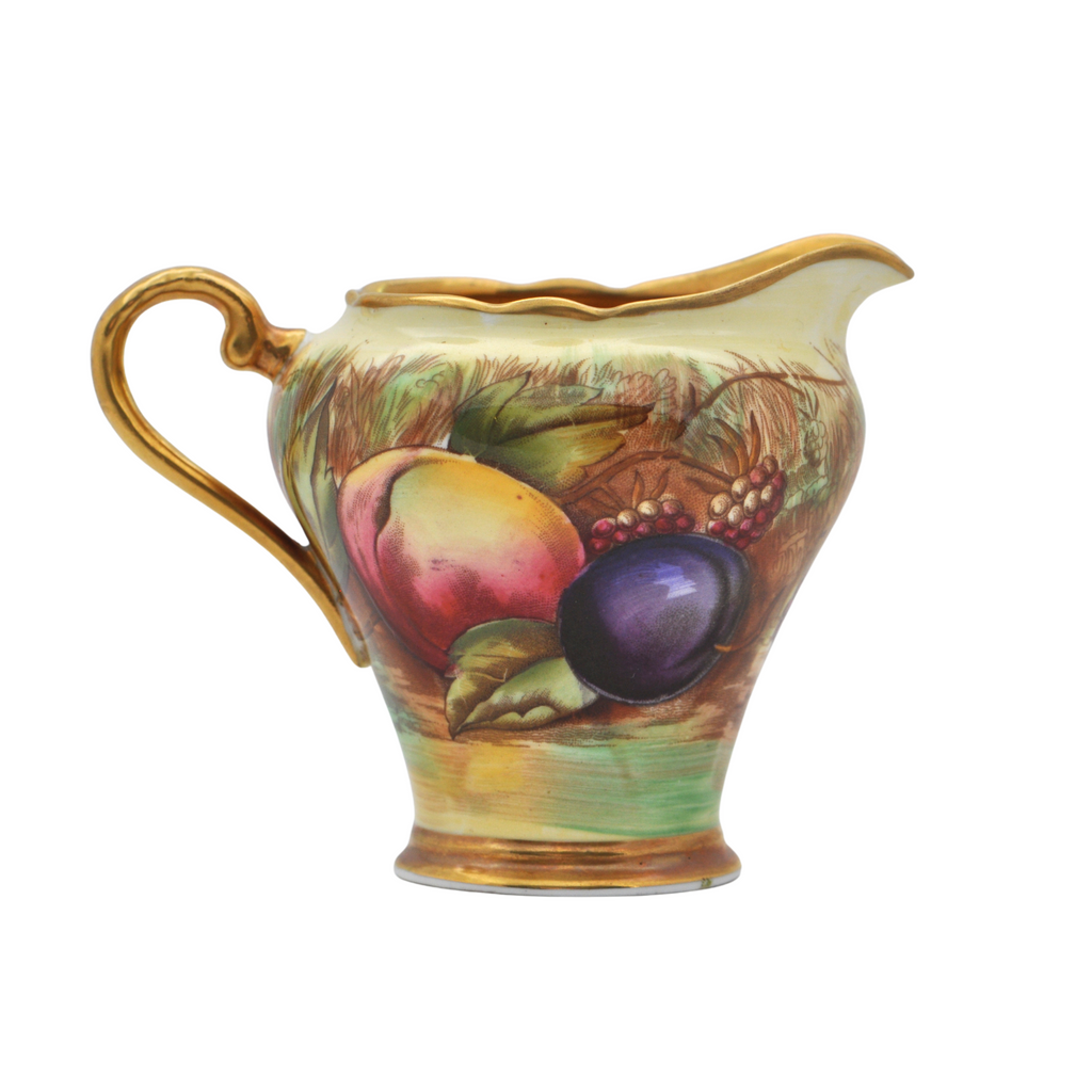 Vintage Aynsley 'Orchard Gold' Creamer and Open Sugar Bowl Set Signed 'N.Brunt' and 'D.Jones' + Montreal Estate Jewelers