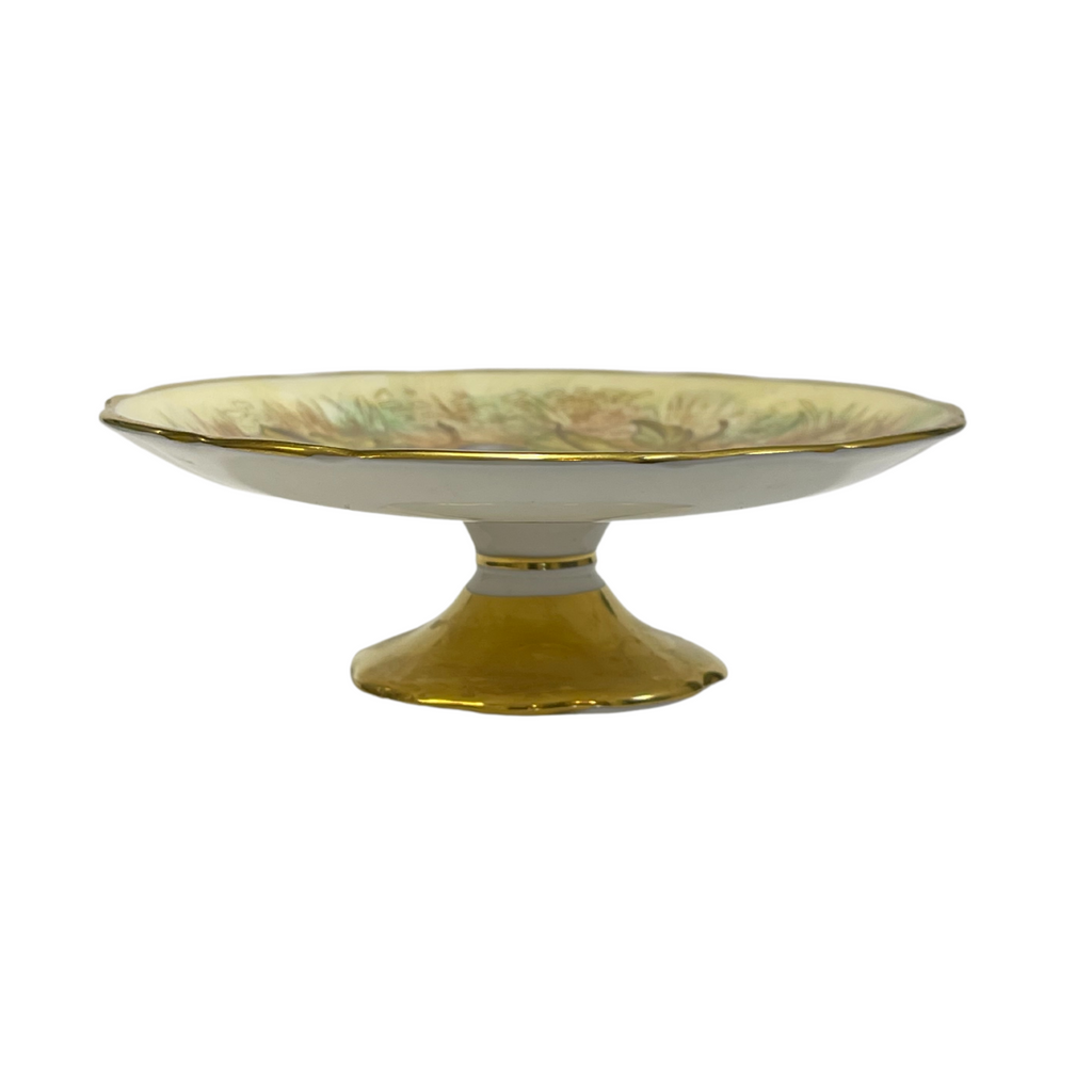 Vintage Aynsley 'Orchard Gold' Small Pedestal Nut and Candy Dish Signed D. Jones + Montreal Estate Jewelers