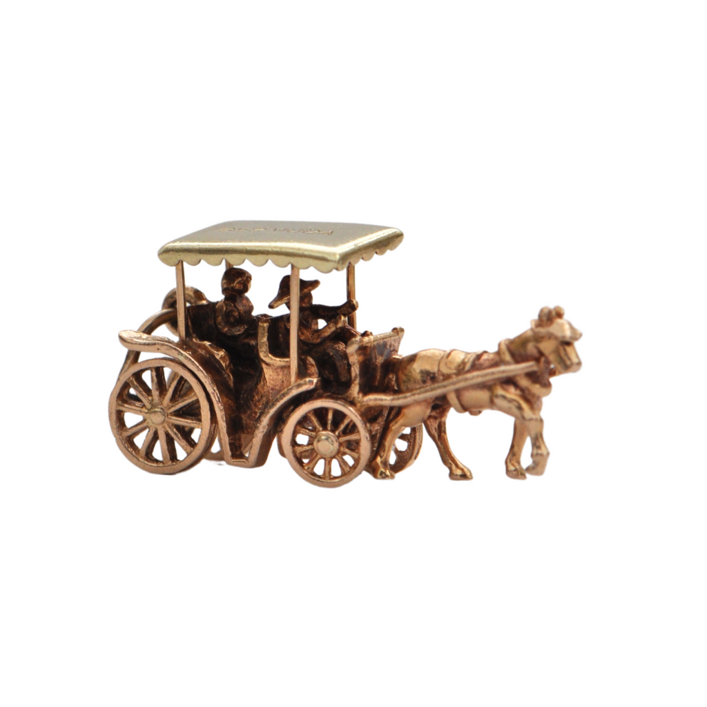 Vintage 14K Two-Toned English Horse Drawn Carriage Charm + Montreal Estate Jewelers