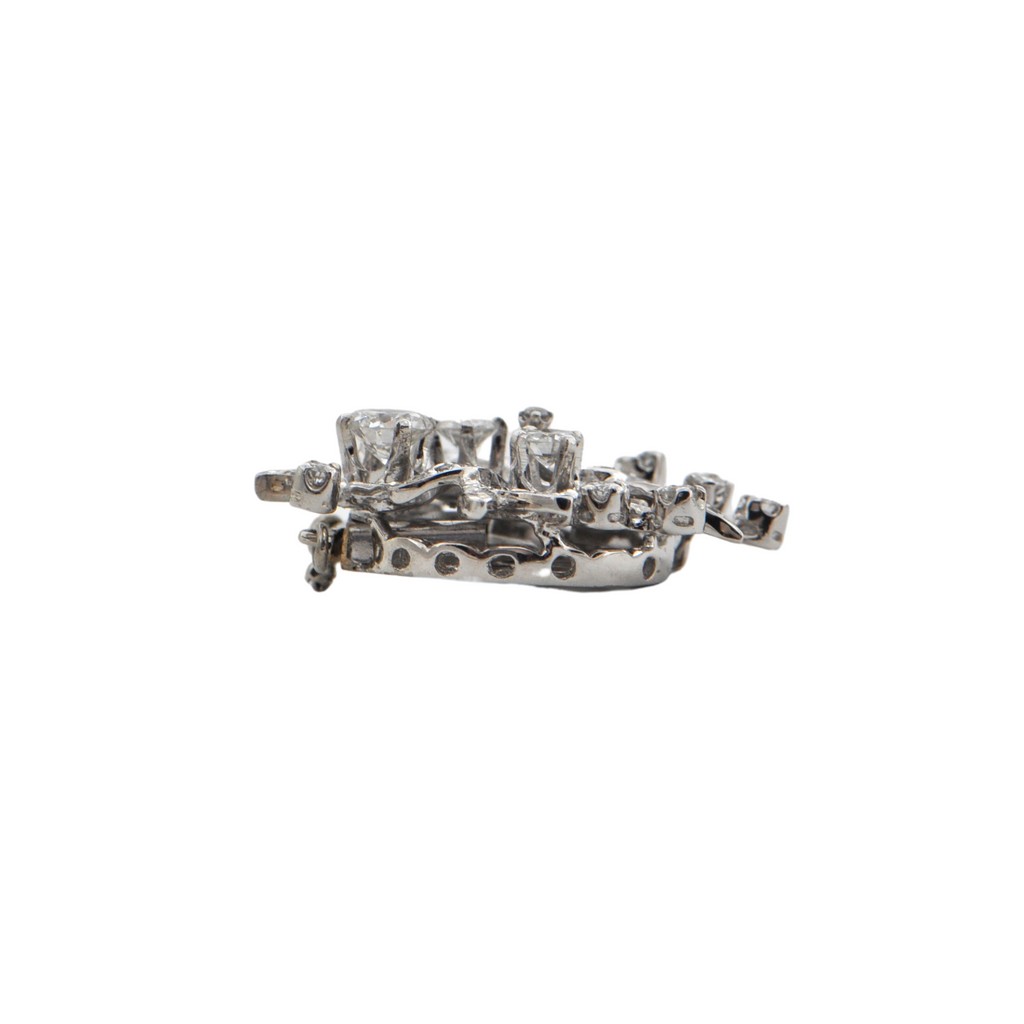 Vintage Retro Floral 1.22ct Diamond 18k Gold Clasp + Montreal Estate Jewelers