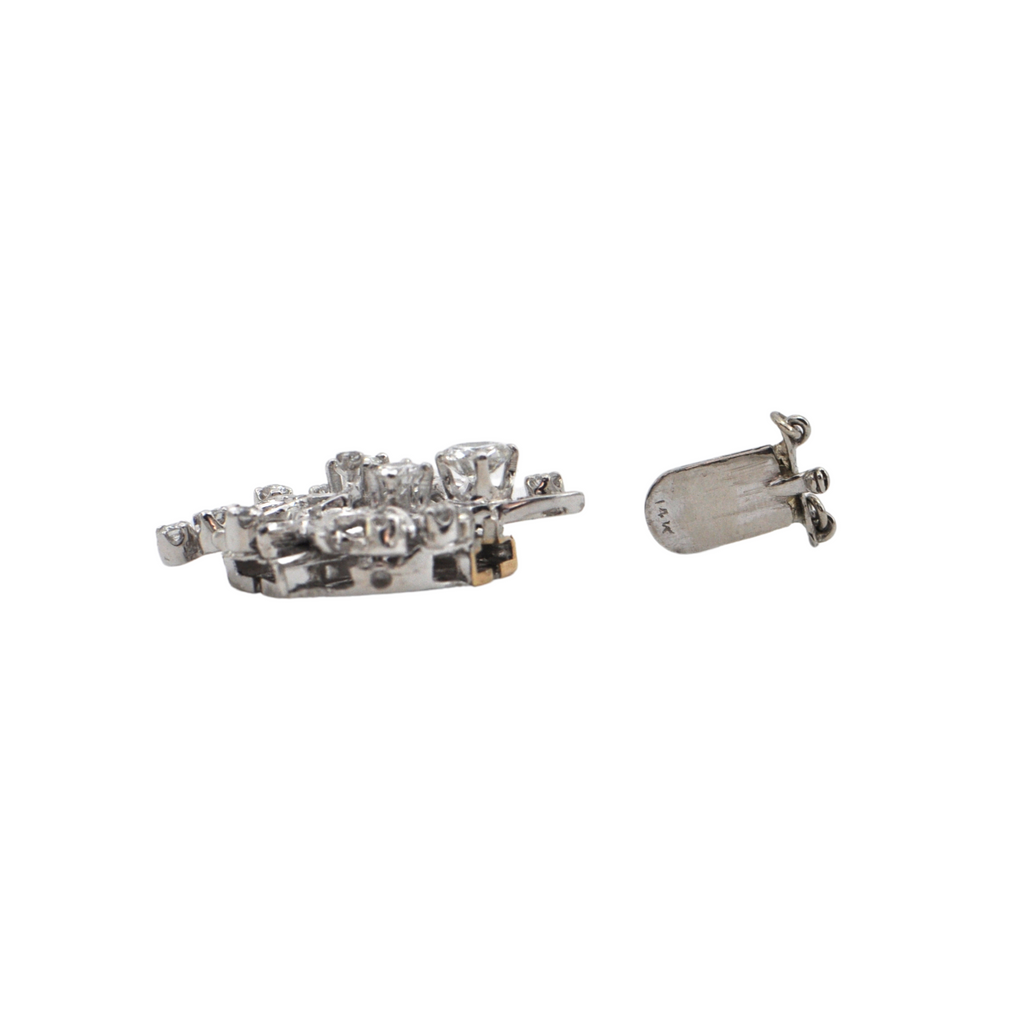 Vintage Retro Floral 1.22ct Diamond 18k Gold Clasp + Montreal Estate Jewelers