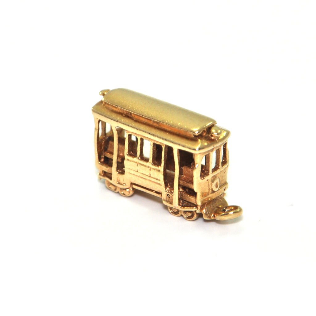 Vintage 14k Yellow Gold Streetcar Charm + Montreal Estate Jewelry 